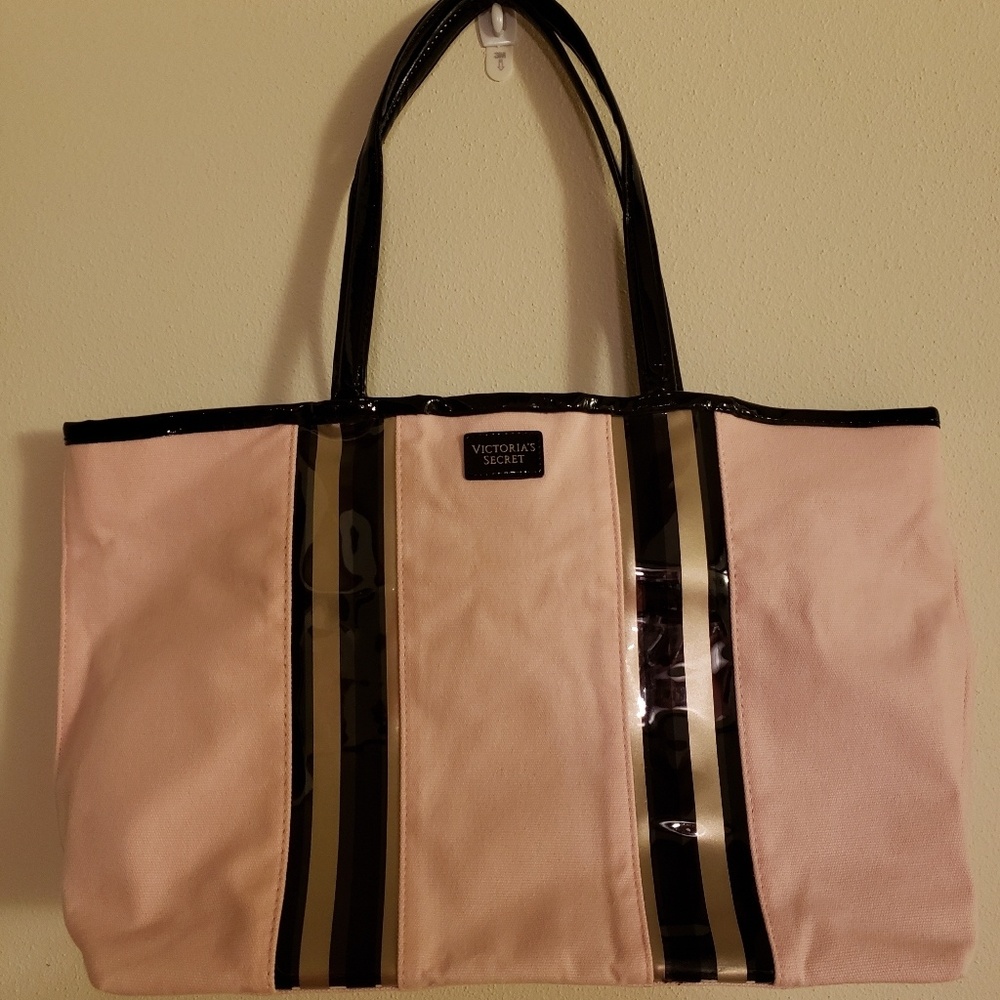 Victoria Secret Pink and Black Tote EUC
